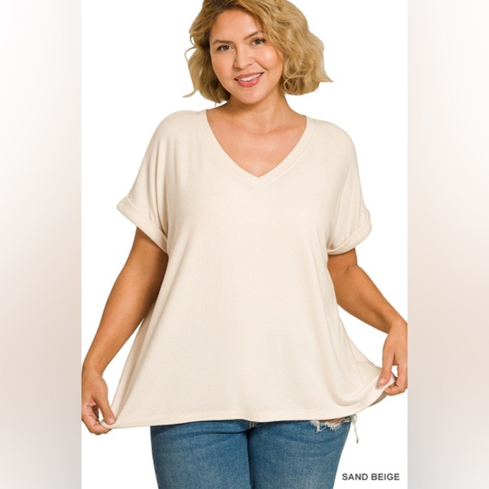 🆕 Zenana SOFT MELANGE HACCI V-NECK TEE
